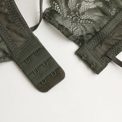 Wriufred Stereotype Gathering Lingerie Sets Lace Adjustable Sexy Bra Set