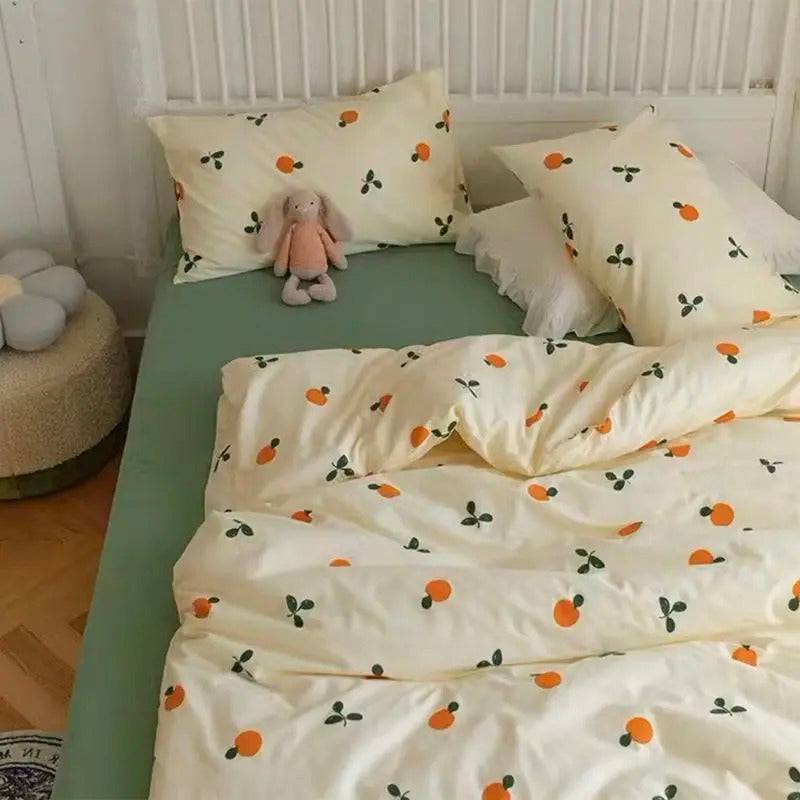 Pink Floral Bedding Set Soft Ins Single Double Queen Size Duvet Cover Flat Sheet Pillowcase Girls Home Totel Bed Linens
